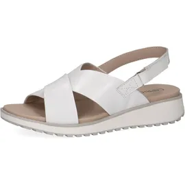 CAPRICE Damen Sandalen Leder mit Klettverschluss, Weiß (White Naplak), 37 EU