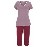 H.I.S. H.I.S Damen Capri-Pyjama bordeaux-gestreift Gr.32/34