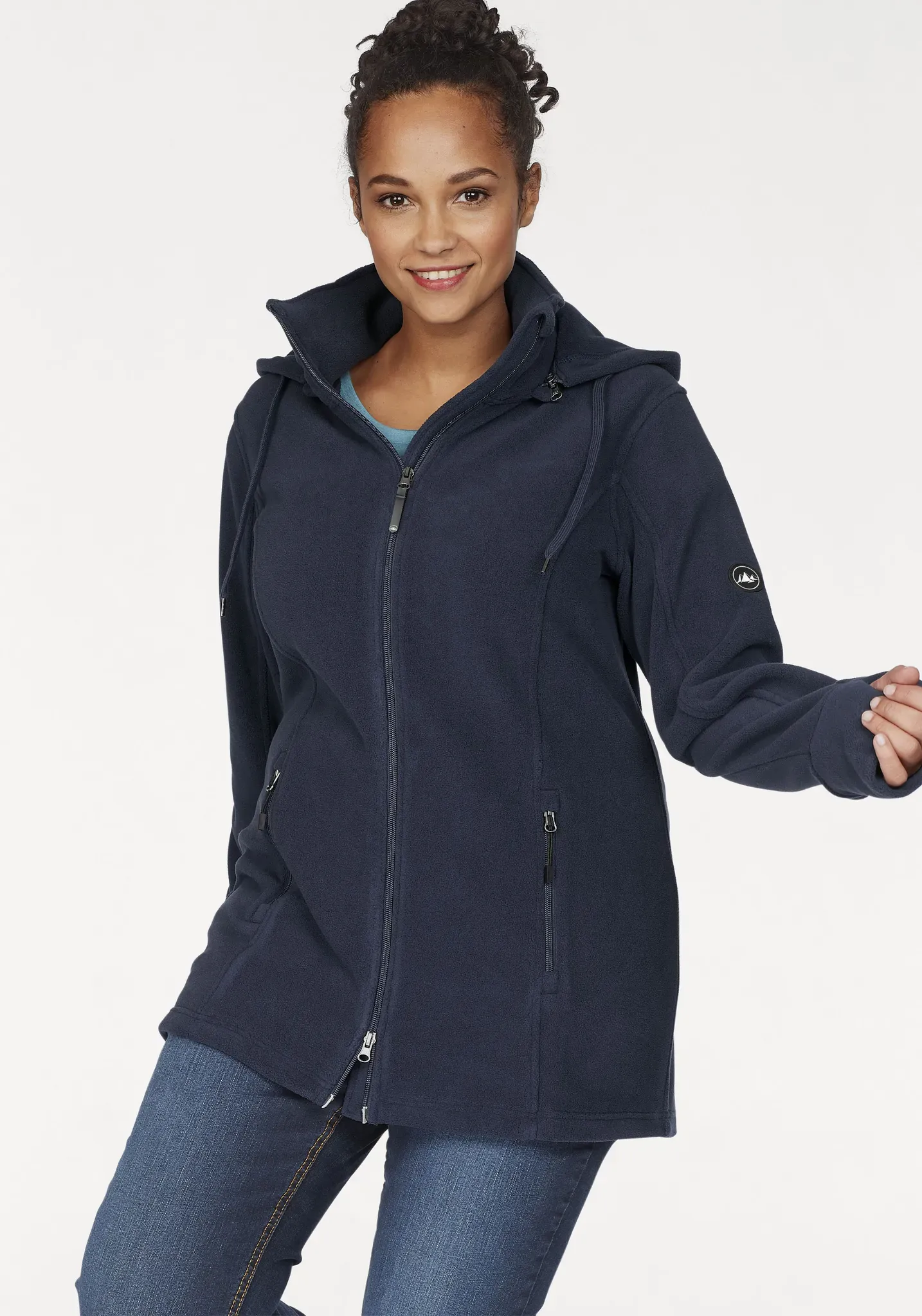 Fleecejacke POLARINO, Damen, Gr. 56, blau (marine), Fleece, Obermaterial: 100% Polyester, unifarben, hüftbedeckend, mit Daumenlöchern, Jacken Fleecejacke, für kalte Tage, aus Fleece, sportlicher Stil, atmungsaktiv
