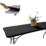 Glop Tischdecke mit Gummizug Rechteckig 182x76 cm, Abwaschbare Gartentischdecke Schwarz, Wetterfest & rutschfest, Perfekt für Outdoor, Camping & Stehtische