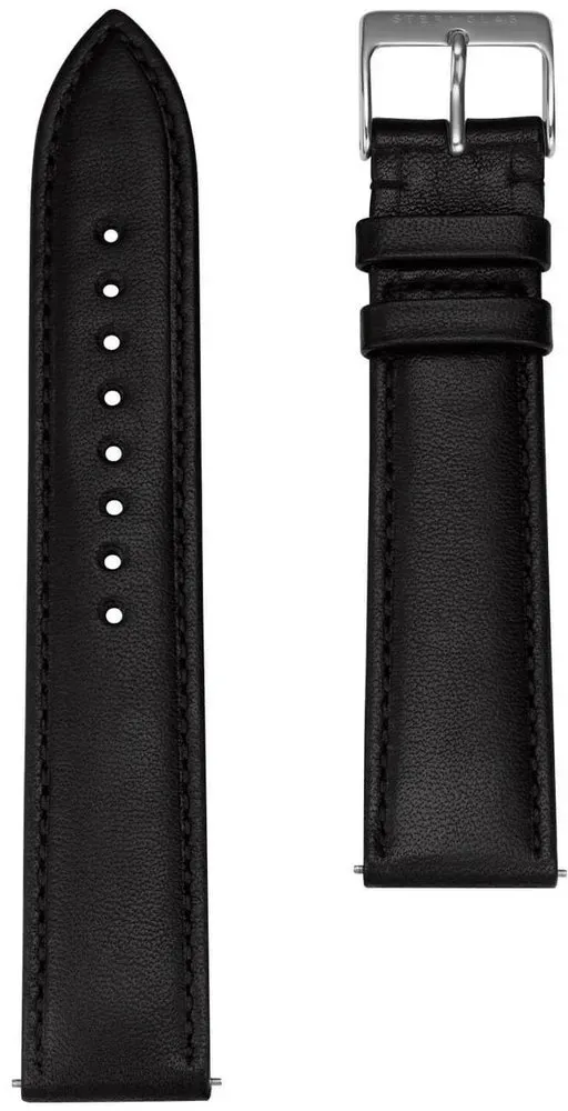 STERNGLAS - STRAP - Lederarmband - modena schwarz - silber / 20 MM