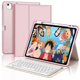 FOGARI Tastatur Hülle für iPad Air 13 (M3) 2025/iPad Air 13 (M2) 2024, iPad Pro 12.9 6./5./4./3. Gen, Deutsches QWERTZ, Magnetische Bluetooth Abnehmbar Tastatur, Rosa