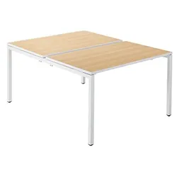 PAPERFLOW easyDesk Doppelschreibtisch buche rechteckig, 4-Fuß-Gestell weiß 120,0 x 166,0 cm