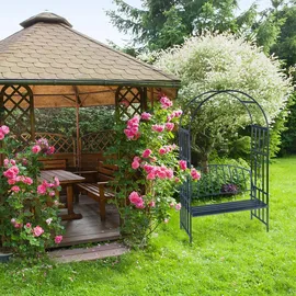 Relaxdays Rosenbogen, Anthrazit, Metall, 115x205x50 cm, Gartenzubehör, Gartendeko