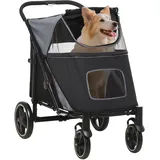 PawHut Hundebuggy mit zwei Sicherheitsleinen schwarz, rot 112L x 65B x 100H cm