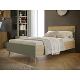 Forte »Kinderbett, Belastbar bis 250KG,«, (Liegeflächen 140x200cm oder 120x200cm), mit gepolstertem Kopfteil grün