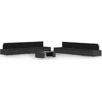 The Living Store 9-tlg. Garten-Lounge-Set mit Kissen Schwarz Poly Rattan - Schwarz