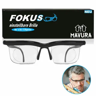 MAVURA FOKUS individuell einstellbare Brille -6 +3 Dioptrien, Lesebrille Ad Lens Glass