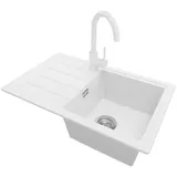 Primagran Kopenhagen Easy 1 Becken rechts Einbau Granit Weiß Handbetätigung 700 x 440 mm