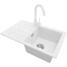 Primagran Kopenhagen Easy 1 Becken rechts Einbau Granit Weiß Handbetätigung 700 x 440 mm