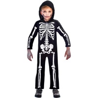 Amscan Vampir-Kostüm Halloween Kostüm Skelett für Kinder, Horror Anzug schwarz|weiß 8-10 Jahre