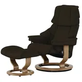 Stressless Relaxsessel Reno Leder 79 x 108 x 75 cm Braun mit Hocker