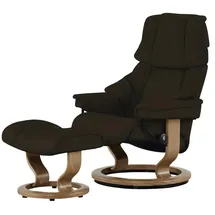 Stressless Relaxsessel Reno Leder 79 x 108 x 75 cm Braun mit Hocker