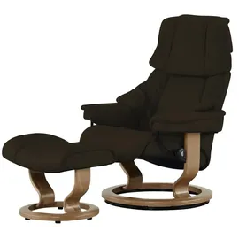 Stressless Relaxsessel Reno Leder 79 x 108 x 75 cm Braun mit Hocker