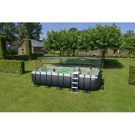 EXIT TOYS Black Leather Pool Set 540 x 250 x 122 cm inkl. Sandfilterpumpe und Abdeckung