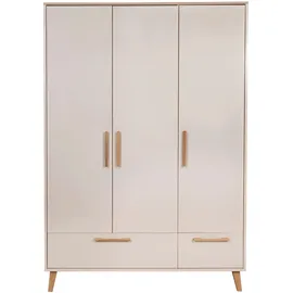 roba Kinderkleiderschrank Jil 3-türig mit 2 Schubladen onesize Holz massiv beige