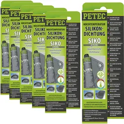 6x70ml Petec Hochtemperatur-silikon-dichtung Grau Dauerelastisch Siko Dichtmasse: Petec: 97680