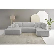 OTTO home Wohnlandschaft OTTO HOME "FINNLEY U-Form XXL 329 cm - OTTO. Verlässliche Qualität.", grau, B:329cm H:85cm T:195cm, Bezugstoff 100% PES ;Gramatur 400g/qm +/- 5%, Sofas, Wohnlandschaft, Schlafsofa, Bettkasten, in Bouclé, Struktur fein und Mega Cord
