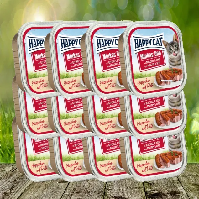 Happy Cat Minkas Duo Menu - Geflügel & Rind 16 x 100 g