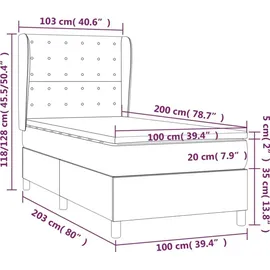 vidaXL Boxspringbett 100 x 200 cm Dunkelgrau