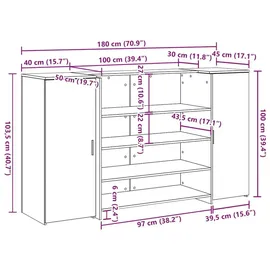 vidaXL Empfangstheke Altholz-Optik 180x50x103,5 cm Holzwerkstoff