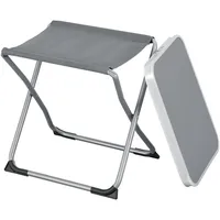 [en.casa] Klapphocker, Grau, Metall, 1-Sitzer, 47x47x37 cm, Gartenmöbel, Gartenstühle,