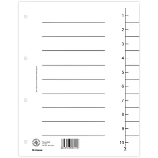 Donau Elektronik Trennblätter 100er Pack A4 Weiß
