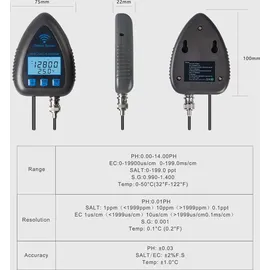 paryou Wlan-wasserqualitätstester, 6-in-1-wasserqualitätsanalysator Mit Ph/ec/tds/salt/sg/temperatur, App-fernüberwachung, Geeignet Für Trinkwasser, Aquarium,