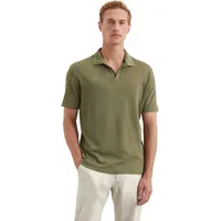 Marc O'Polo Poloshirt aus Baumwoll-Leinen-Mix, Oliv, M