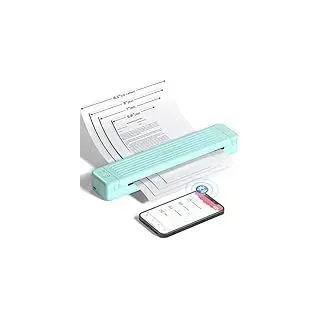 ASprink Mobiler Drucker A4 für Unterwegs, Thermodrucker A4 P831 für US Letter/A4/B5/A5, 300DPI Drucker Klein Kompakt für Normalpapier/Thermopapier mit 1 P831 Use Ribbon - Grün