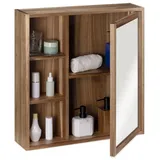 Navaris Badezimmerschrank hängend mit Spiegel 60,5x60x14cm- Spiegelschrank Wandschrank Badschrank aus Holz - Hängeschrank Bad inkl. Montagematerial