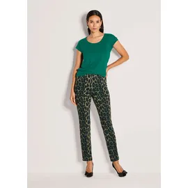 Madeleine Leggings Gerade Jersey-Leggings mit Animal-Print Petrol/Schwarz 18