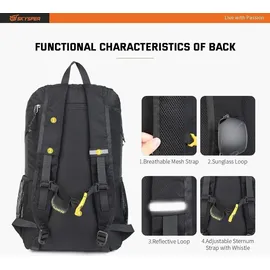 luxuskollektion Ultraleichter Faltbarer Rucksack 30L Schwarz