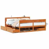 vidaXL Massivholzbett 180 x 200 cm Wachsbraun