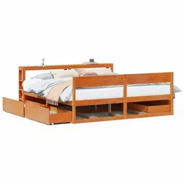 vidaXL Massivholzbett 180 x 200 cm Wachsbraun