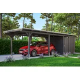 SKANHOLZ Carport Emsland 3,54 x 8,46 m grau mit Abstellraum