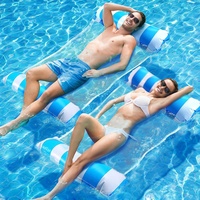 Luftmatratze Pool, Wasserhängematte Erwachsene, schwimmmatte, 4 in1 Schwebende Luftmatratze mit Mesh, Wasser Hängematte für Erwachsene und Kinder, Premium Wasser Hängematte für Schwimmpartys