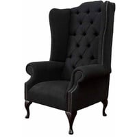 JVmoebel Ohrensessel Ohrensessel Sessel Sitzer Schwarz Design Polster Chesterfield (Ohrensessel), Made In Europe schwarz