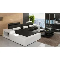 LEDER SOFA mit USB GARNITUR ECKSOFA H2209 BETA GARNITUR LEDERCOUCH Maßfertigung - Weiß