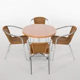 Bolero Rattanstühle mit Armlehne in Aluminiumdesign naturell