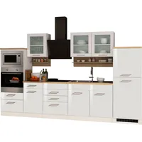 KOCHSTATION Küchenzeile KS-Mailand, mit Elektrogeräten, Breite 330 cm weiß