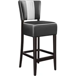 2er-Set Diner Barhocker | Leder | Schwarz | American Barhocker, American Diner Barhocker