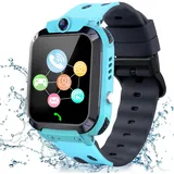 Smartwatch Kinder, Kinder Smartwatch mit GPS mit SIM, Smart Watch Kinder Wasserdichte Anruf mit Sprachchat Voice Chat Telefon Kinderuhr SOS Spiel Kamera Musik, Geschenk für Junge Mädchen Studenten