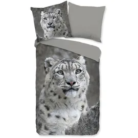 Muller Textil Wendebettwäsche grau Leopard 200 x 200 cm + 2 x 80 x 80 cm