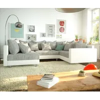 DeLife Wohnlandschaft Clovis Weiss Hellgrau Modulsofa Armlehne - Hellgrau/Grau