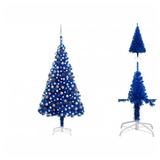 vidaXL Künstlicher Weihnachtsbaum mit LEDs & Kugeln Blau 210cm PVC