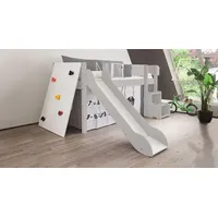 Mini-Rutschen-Hochbett Kids Town Color mit Kletterwand 90x200 cm Hellgrau Rausfall-Schutz