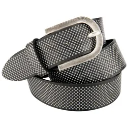 Ledergürtel BERND GÖTZ, Damen, Gr. 80, schwarz, Leder, gepunktet, geprägtes Muster, Antik-Look, modisch,klassisch, Gürtel, mit elegant pointiertem Pixel-Look