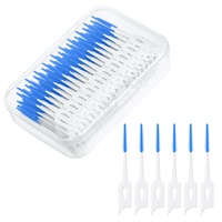 URAQT Interdentalbürsten, 220 Stück Silikon Zahnzwischenraumbürsten, Tragbarer Zahnbürsten Dual-Use Zahnseide Stick Interdentalbürste, Dentalbürsten für Zahnreinigung zwischenräume Werkzeug (Blau)