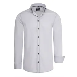 Langarmhemd RUSTY NEAL, Herren, Gr. L, EURO-Größen, grau, 97% Baumwolle, 3% Elasthan, unifarben, casual, Langarm, Hemden, mit dezenter Kontrast-Naht